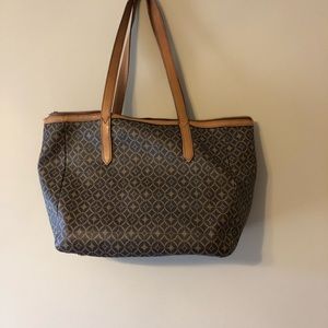 Fossil tan & brown tote bag